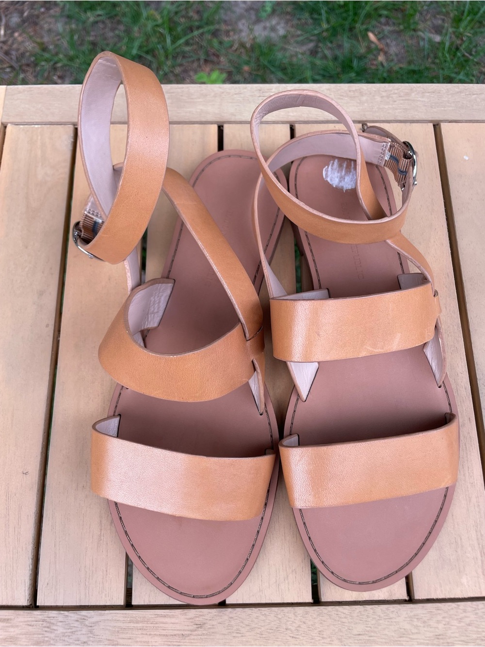 Banana Republic Tan Leather Ankle Wrap Sandals